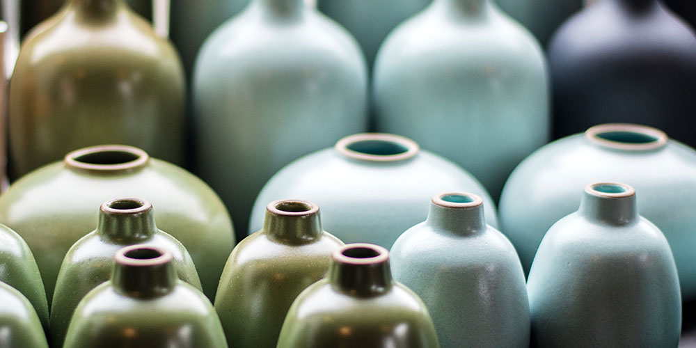 collection of different coloured vases